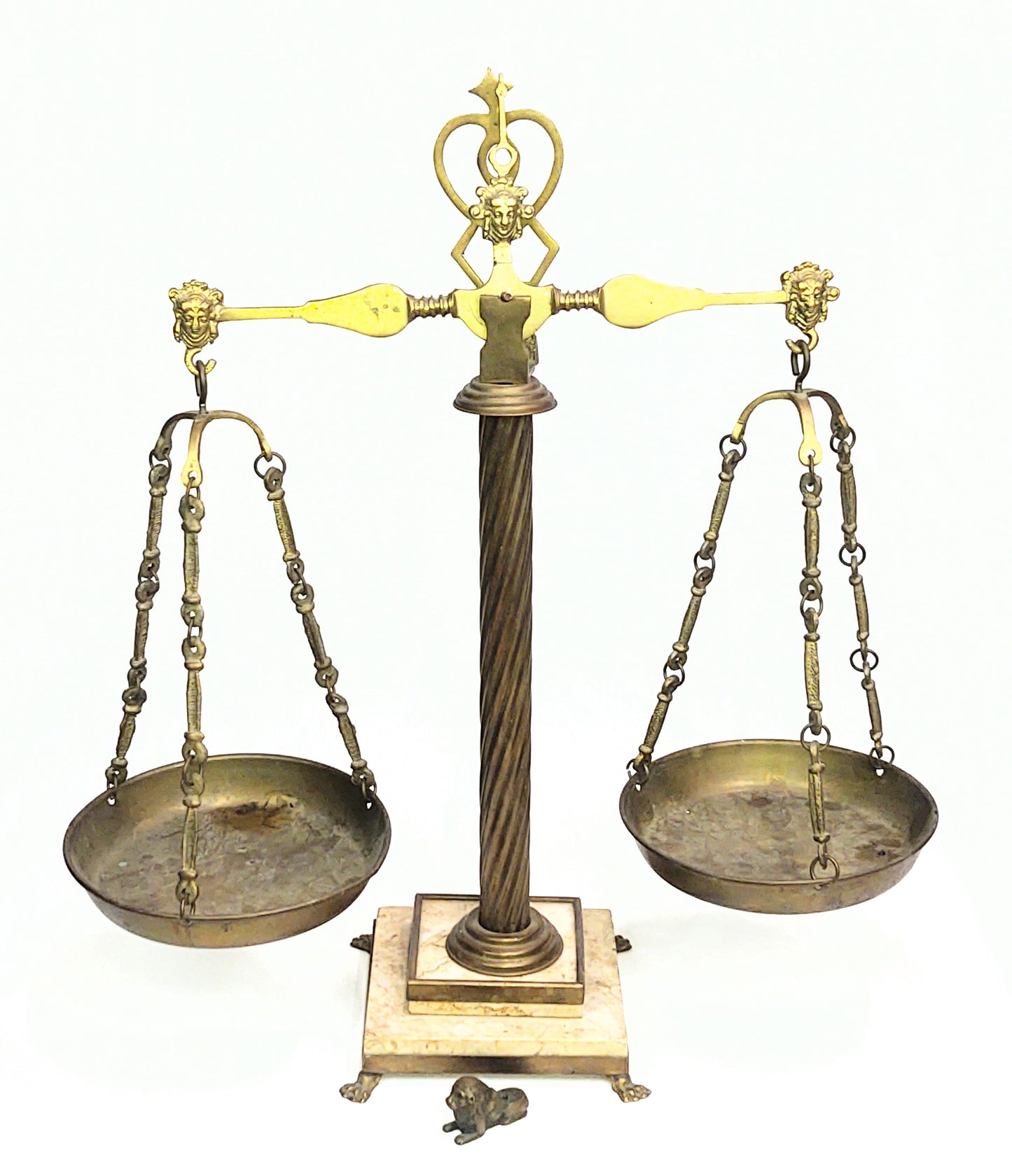 Italian Brass and Marble Apothecary Scale with barley twist