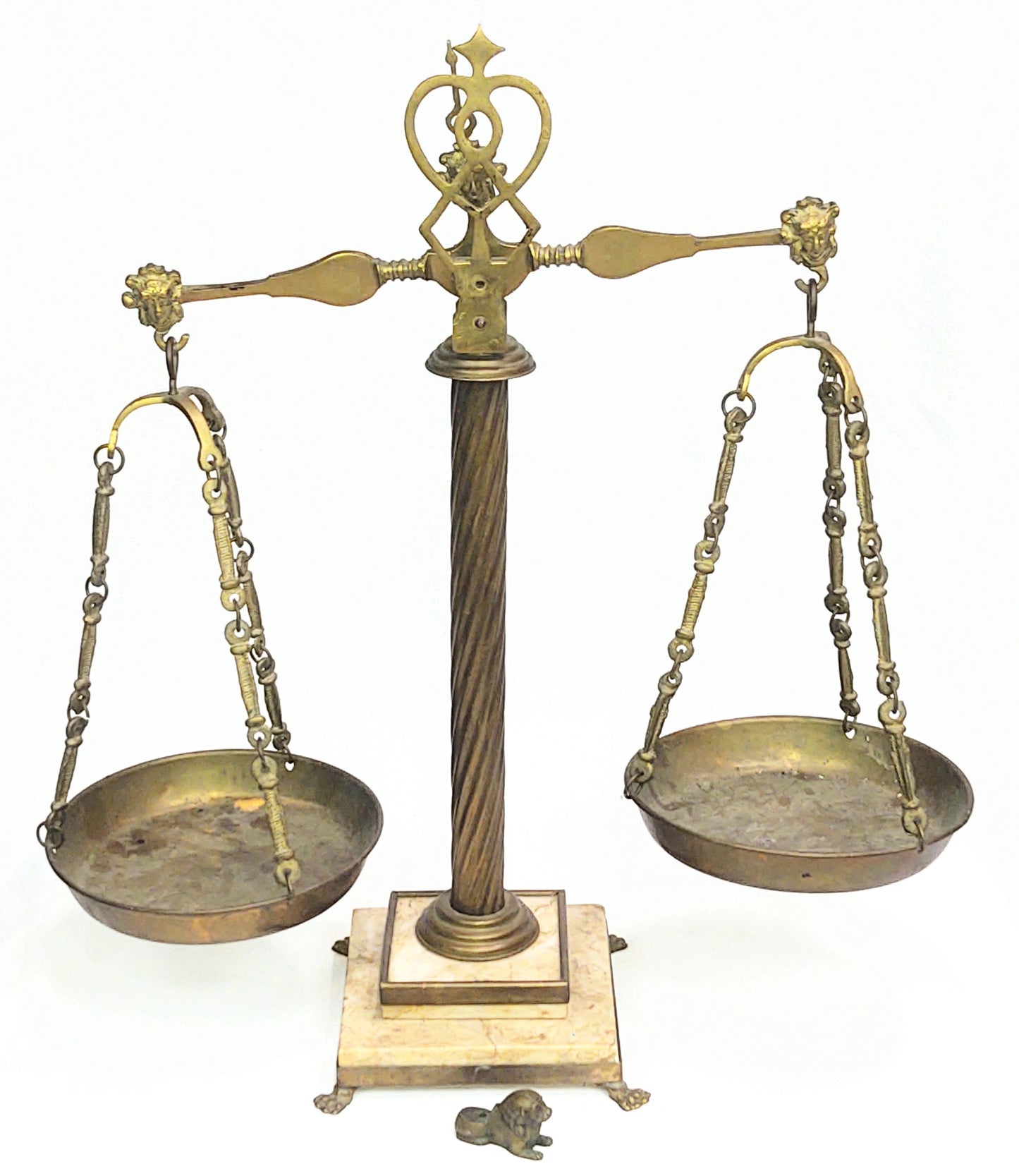 Italian Brass and Marble Apothecary Scale with barley twist